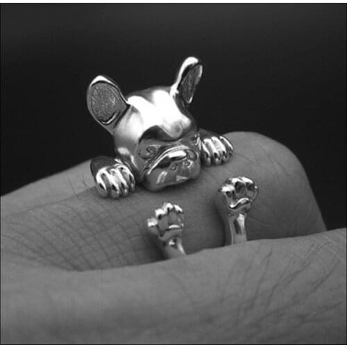 French bulldog Ring free size hippie animal bulldog Ring jewelry for pet lovers