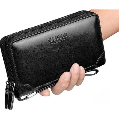 New Fashion Large Capacity Mens Clutch bag Wallets Black Brown Senior PU Leather Wallet Business Card Holder Coin Purse Male