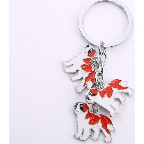 Keychains Pet Saint bernard Key Ring Holder Metal DIY Metal car Key Ring Fashion Best friend gift Jewelry Woman Bag key charm