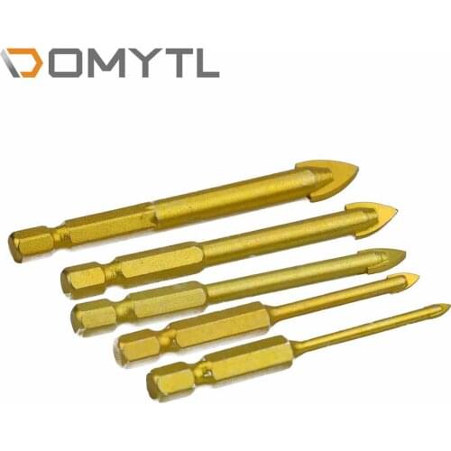 5pcs Glass Drill Bit Set Tungsten Carbide Tipped Cutter With Hex Shank Triangle Hole Drill For Power Tools 3/4/6/8/10mm