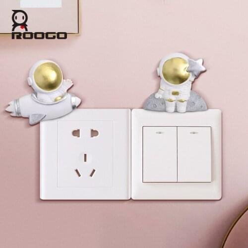 Roogo Switch Stickers shaped in Cute Astronaut Staying in Rocket, Leaning against the Moon, or Inside the Orbit