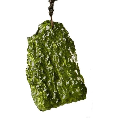 Natural Moldavit Green Czech Meteorites Pendant Specimen Quartz Crystal Moldavit Necklace Healing Crystal Stone Home Decoration