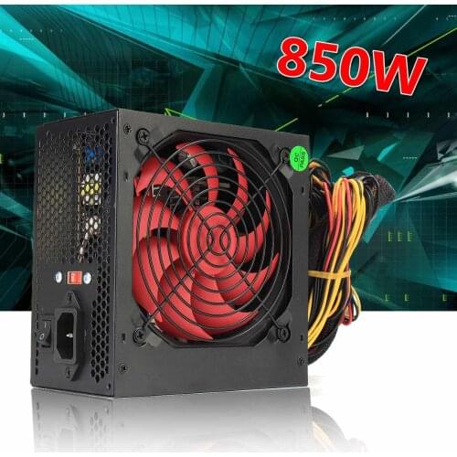 Newest 850W Power Supply 110V-230V 120mm LED Fan 24 Pin PCI SATA ATX 12V Active PFC PC Computer Power Supply for Desktop Gaming