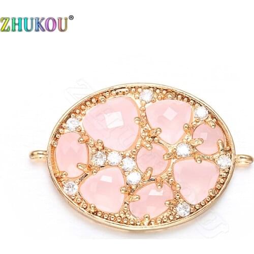 ZHUKOU 2019 New Oval DIY Crystal Jewelry Connector handmade Sparkling Diamonds necklace Jewelry Connector for women