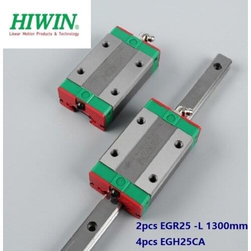 2pcs origial Hiwin rail EGR25 -L 1300mm linear guide + 4pcs EGH25CA carriage blocks for CNC router