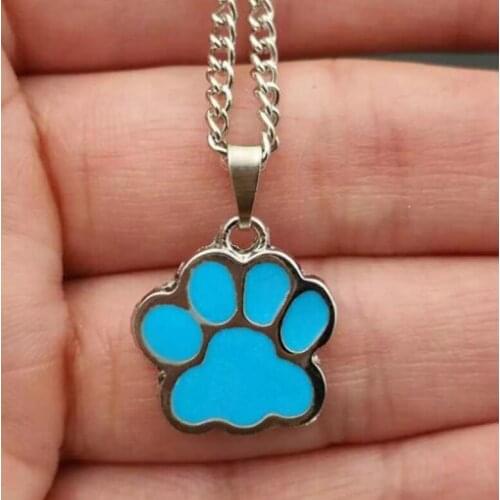 Drip Enamel Dog Cat Paw Prints Charm Pendant Necklace Chain Pendant Collar Fashion New Enamel Jewelry Women