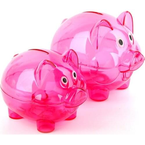 Cartoon Pig Shape Plastic Transparent Piggy Bank Money Saving Box Coin Storage Case Kids Gift Small Four Colors