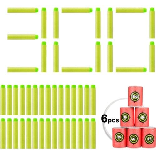 300PCS Foam Bullets For Nerf Elite Series Toy-Gun Refill Darts Blaster for Nerf Accessories with Practice Target Gift for Kids