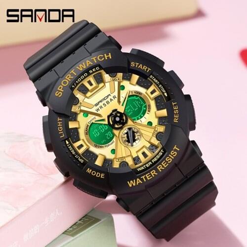 Luxury Fashion Electronic Watch For Women Men Dual Time Luminous Watch Sport Wristwatch Waterproof Top SANDA Watches 2021 New