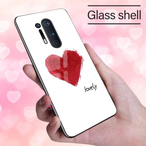 Luxury Cute Heart-shaped Tempered Glass Phone Case For Oneplus 8 8Pro 7T 7TPro 7 7Pro 6 6T 5 5T Ultra-thin Silicone Cover