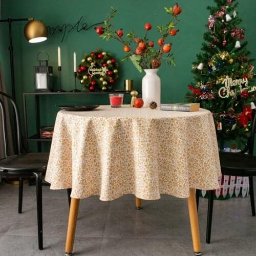 Christmas Round Tablecloth Metallic Snowflake Print Table Cover Holiday Decor QX2E
