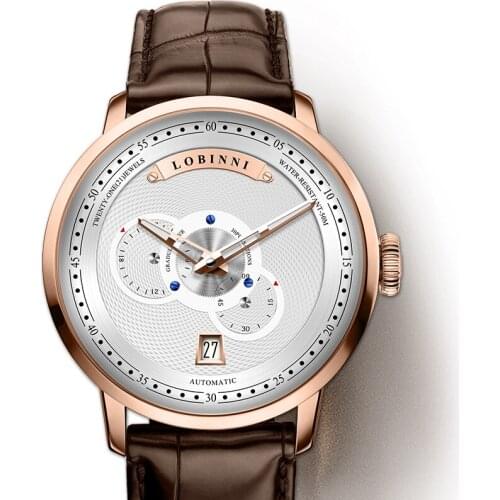Switzerland LOBINNI Men Watch Top Luxury Brand Japan MIYOTA Auto Mechanical MOVT Mens Watches Sapphire Leather Relogio L16060-3