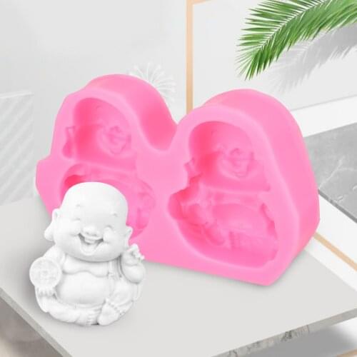 Mayitr Buddha Smiling Face Silicone Mold Candle Soap Molds DIY Soap Clay Cake Dondant Molds Baking Tools