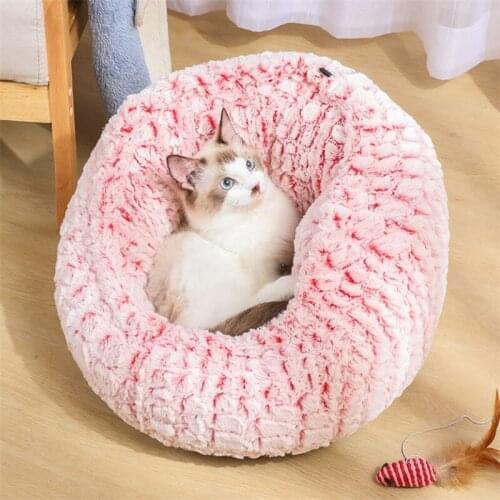 Creative Adjustable Warm Fleece Pet Bed Kennel Soft Round Dog Bed Winter Deep Sleeping Bag Pet Sofa Puppy Cushion Cats House