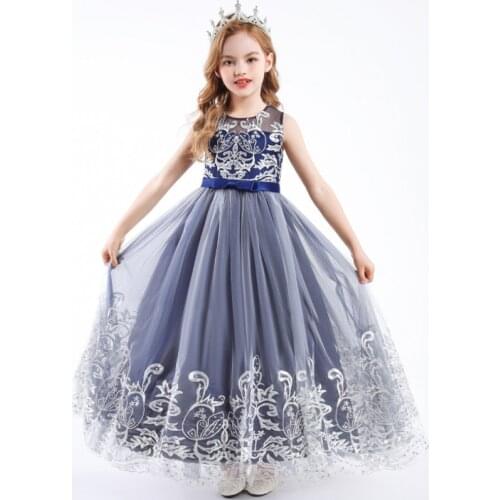 Puffy Tulle Lace Flower Girl Princess Dress Wedding Bridesmaid Dresses Kids Girl Party Formal Costome Children Evening Dress