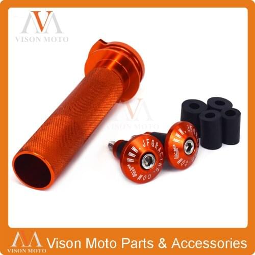 Billet 7/8" 22MM Throttle Clamp Twist Tube & Handlebar Cap Plugs For KTM EXC450 XCW450 EXC XCW 450 06 07 08 09 10 11 12-16