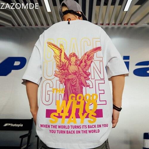 ZAZOMDE Summer Funny Letter Printed T Shirts Men Harajuku Hip Hop Casual Short Sleeve Tops Tee Male Cool Loose Tshirt Streetwear