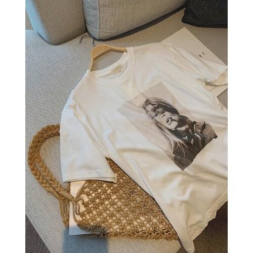 2021 Women White Oversize Print Anime T-shirt Top Y2k Za Woman Urban Clothes Shirts Blouses Summer Gothic Grunge Emo Cottagecore