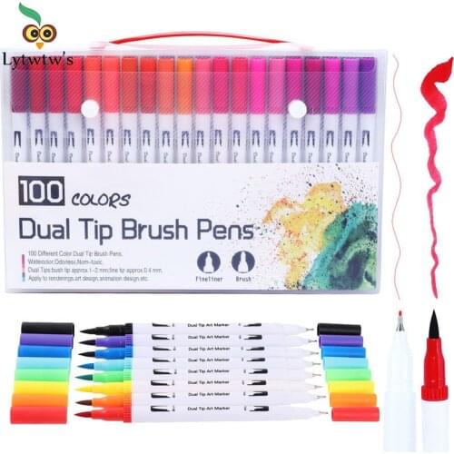1 Set Lytwtws Touch Write Brush Pen Color Calligraphy Marker Pens Set Chinese Stationery Drawing Art School Supplies