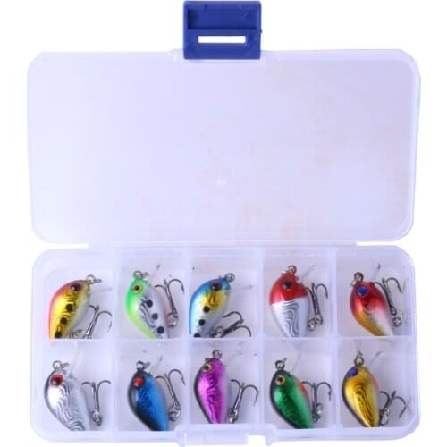 10pcs/lot 3cm 1.5g Mini type Fishing Lures Set 10 Colors Kinds Of Minnow Trout Fly Baits Sea Fishing Tackle Bass Treble Lures