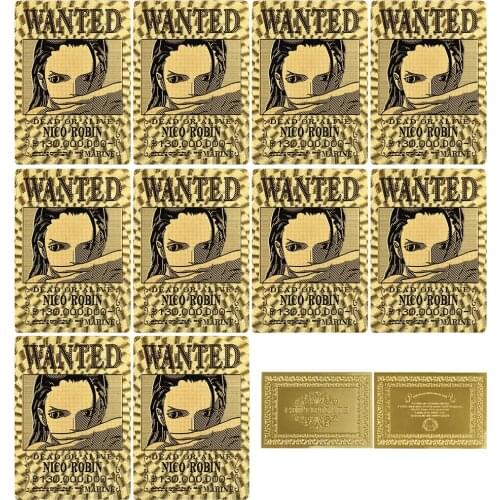 10/pcs Japanese Animation Wanted Card Gold Medal Collection Robin with Card Holde