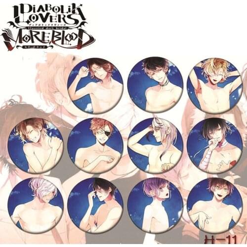 11pcs/set 2.6inch Anime Badge DIABOLIK LOVERS Ayato Kanato Laito Shu Reiji Raito Subaru Kimono Brooch Badge Backpack Shirt Deco