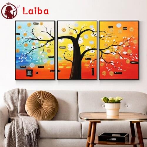 3pcsFull square round diamond painting Abstract art trees mosaic diamond rhinestone diamond embroidery cross stitch needlework