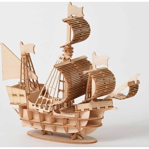 3D Wooden Car Puzzle Model DIY Aircraft Handmade Mechanical for Children Sailboat Adult Kit Mechanical Game Assembly Wood Train