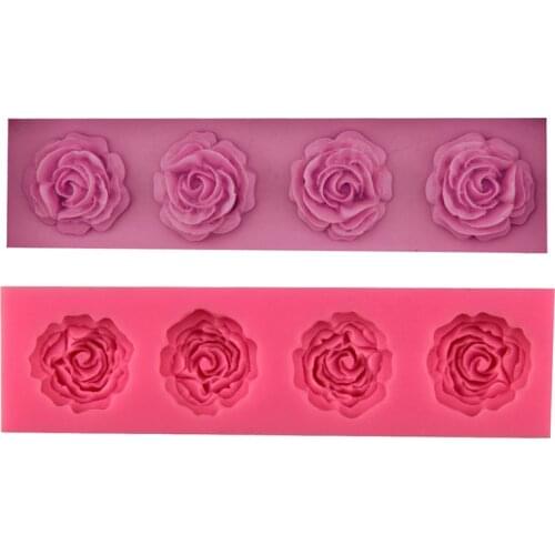 4 hold Flower Rose Silicone Fondant Soap 3D Cake Mold Cupcake Jelly Candy Chocolate Decoration Baking Tool Moulds FQ2362