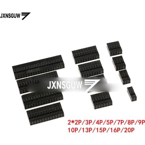 40PCS DuPont head double row DuPont plastic shell 2.54mm spacing 2X2P 2X3P 2X4P 2X5P 2X6P 2X7P 2X8P 2X9P 2X10P 2X13P 2X15P-20P