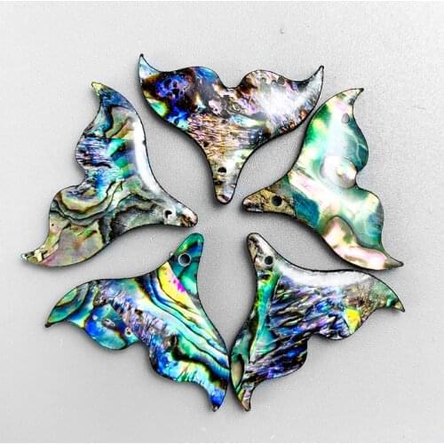 5PCS Natural Abalone Shell Fish Tail Pendants Charms Mother of Pearl Shell for DIY Jewelry Making Fishtail Seashell Gift 25*20mm