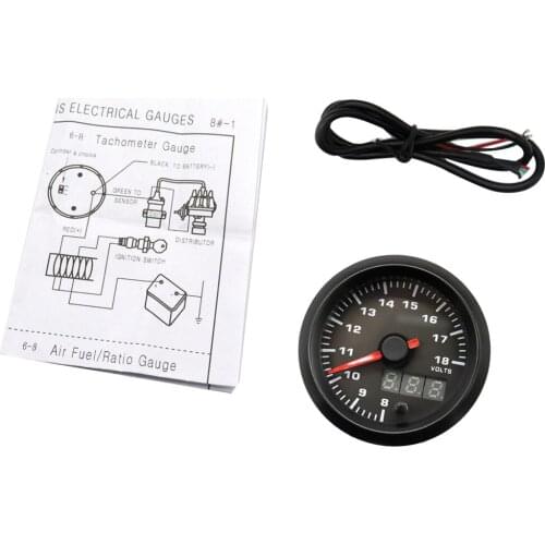 8-18V Boat Marine Truck Voltmeter 7 Color LED Volt Meter Gauge Black Bezel