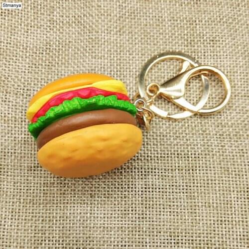 New hamburger Key Chain Men New simulation Pendant Keychain Women Charm food Car Key Ring Best Party gift jewelry