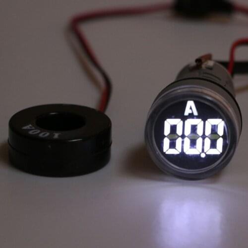 AC220V 22mm Digital Ammeter 0-100A Current Monitor Meter Signal Lamp Amperemeter