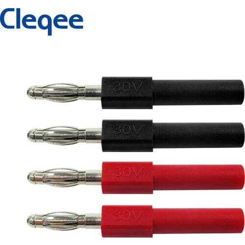 Cleqee P7021 4PC 4mm Banana Plug with 2mm Socket for Speaker Test Probes Converter Connectors 30V/10A Red Black
