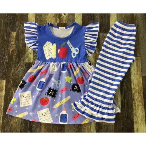 Kids boutique back to school boys and girls cute pencil apple cartoon set