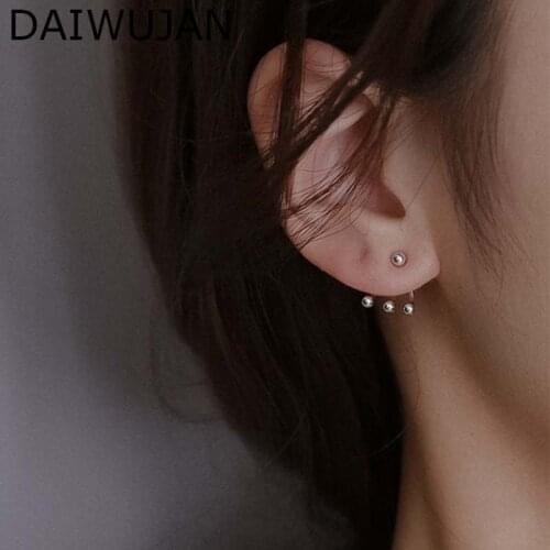 Hipster Minimalist Geometric Silver Earrings For Women Men Simple And Cool Style Rear Hanging Stud Earrings Unisex Party Jewelry