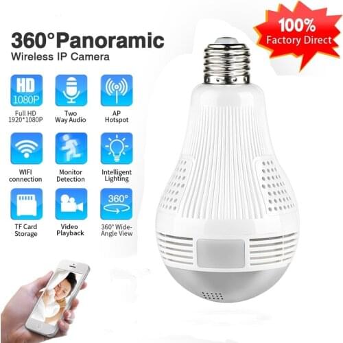 V380 HD 360 Panoramic Wifi 1080P IP Camera Light Bulb Home Security Video Camera Wireless CCTV Surveillance Fisheye Network