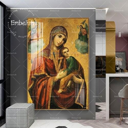 I Pieces Mary And Jesus Christ God Wall Art Pictures For Living Room Christian HD Print Canvas Paintings Home Decor Posters