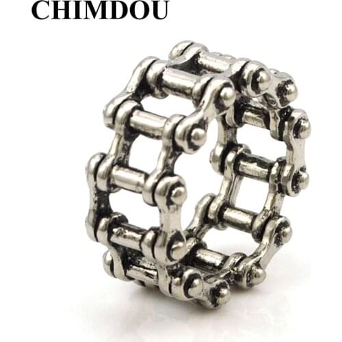 CHIMDOU Fashion Men Stainless Steel Ring Retro Style Bicycle Chain Ring 2018 Biker Jewelry PUNK New Arrival AR504
