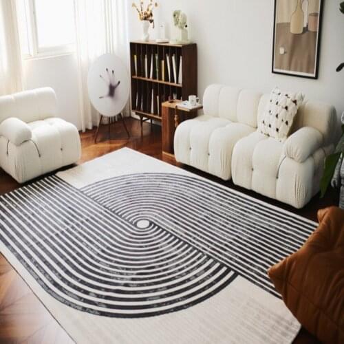 Modern style gray color geometric style area rug, big size Nordic style home decoration machine weaved bedside carpet