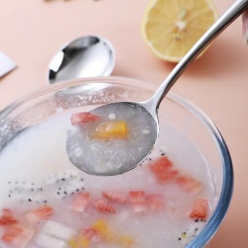 Creative 304 stainless steel kitchen tableware household Korean long handled coffee spoon public mixing round gift teaspoon