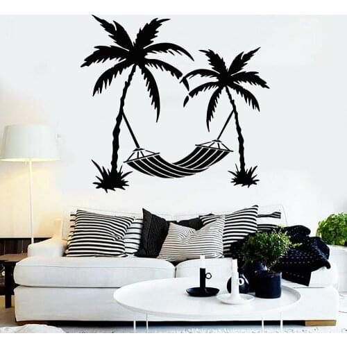Summer Vacation Vinyl Wall Decal Palms Vacation Sun Beach Island Ocean Holiday Wall Sticker Home Bedroom Wallpaper M279