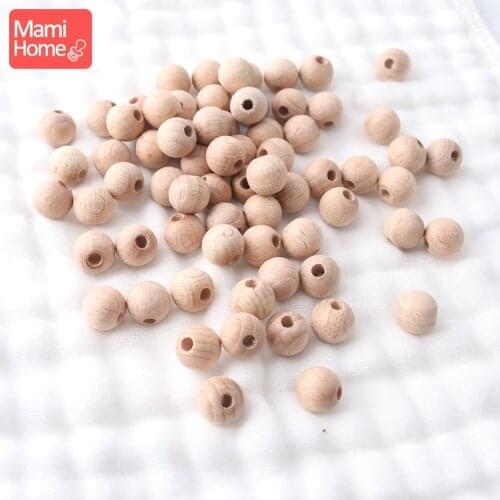 Mamihome 16mm 100Pcs Beech Beads Original Wood Balls BPA Free Wooden Teething Toys DIY Chewable Beads Unpainted Baby Teether