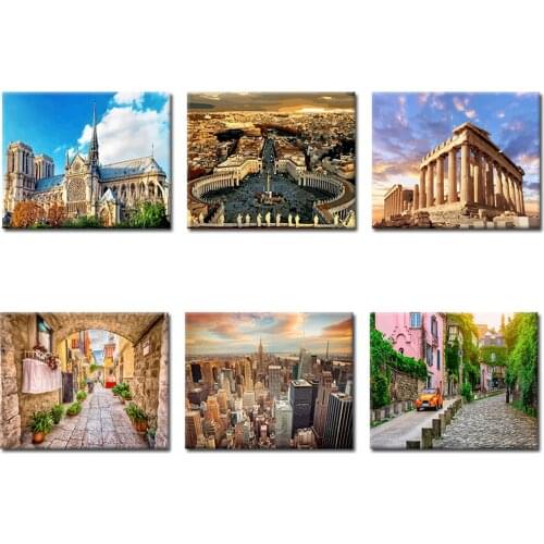 DIY 5D Poured Glue Diamond Painting Kits City Landscape Room Decoration Wall Art Full Round With AB Drill Home Decoration Gift