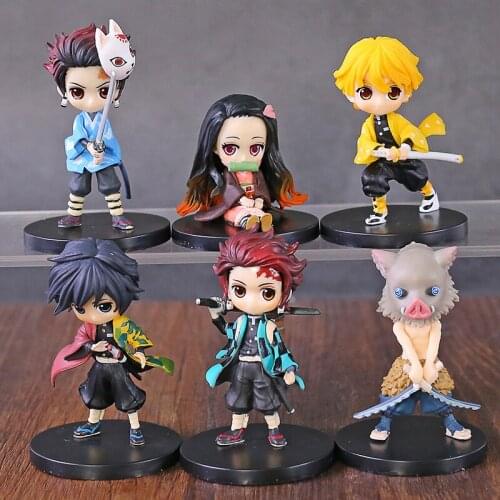Q Posket Demon Slayer Kimetsu no Yaiba Kamado Tanjirou Nezuko Agatsuma Zenitsu Hashibira Inosuke Tomioka Giyuu Figures Toys Set