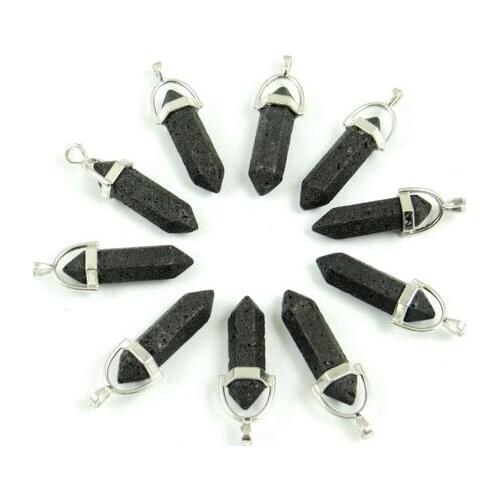 Natural stone Volcanic Rock Stone pillar Turquoises Quartz Crystal tiger eye flower pendant for diy Jewelry making necklace24pc