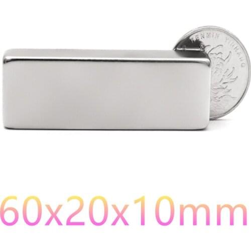 5Pcs 60x20x10mm Neodymium Magnet Strong Powerful Block Magnet N35 NdFeB Rare Earth Magnet Imanes De Neodimio Rectangle Magnetic