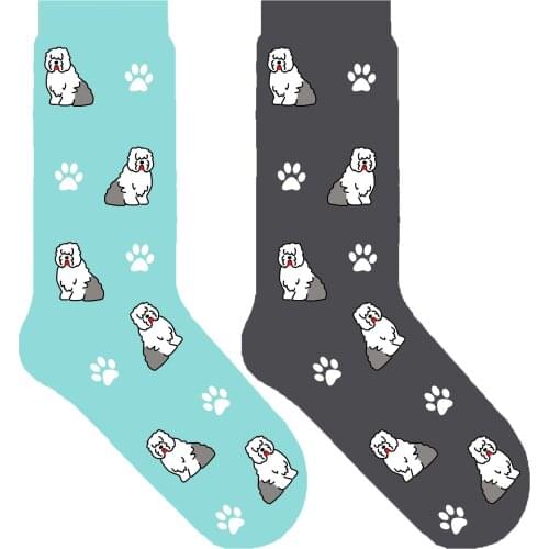 Dog paw socks with Old English Sheepdog gift cute original dog themed dog breed gift idea 50 pair/lot