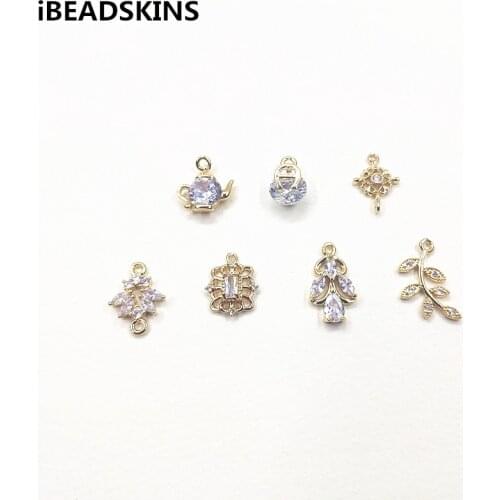 New arrival! 7 Copper with Cubic Zirconia 50pcs charm/Connectors for earrings accessories,Earring parts,jewelry making DIY